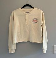 Urban Outfitters Coca Cola Women's Ivory Long Sleeve Cropped Henley small