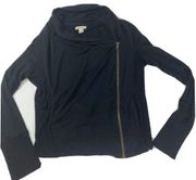 Caslon Black Moto Style Offside Zip Sweatshirt Size S