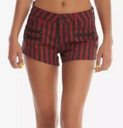 NWT  | Red and Black Striped Low Rise Zipper Detail Shorts Sz. 1