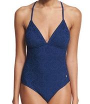 Southern Tide Summerset Mesh One Piece Swimsuit in Yacht Blue Size XS