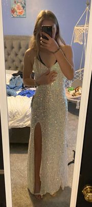 White Iridescent Prom Dress