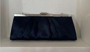 Vintage Gunne Sax Satin Clutch Purse in Navy Blue