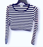 Ambiance Black & White Striped Cropped Sweater