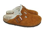 Birkenstock Boston Clogs Camel Brown Suede Leather - EU Size 39 Women's Size 8