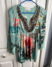 Soft Surroundings watercolor floral blouse size XL