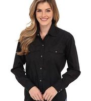 Michael Kors Women's Black Collared Button Front Shirt Size Large