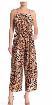 ECI Halter Jumpsuit Neck Animal Print Red Stripe Wide Leg Size M New w/Tag