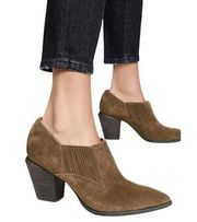 Splendid Hertha Block Heel Suede Booties Sable Brown Women's Size 8 NEW