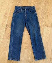 Ann Taylor The Straight Crop Denim Jeans in Blue