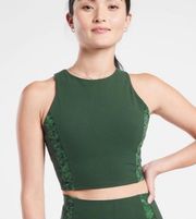 Athleta Conscious Crop Top Serene Seaweed Green Sports Bra YOGA Crop Large