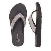 TIME and TRU Womens Bling Flip Flops Size 10 Black & Silver New