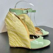 Badgley Mischka × Mark + James Womens Riva Raffia Leather Wedges