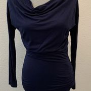 Athleta Dark Blue Dress XXS WORN ONCE EXCELLENT Long Sleeve Ruched Sides RARE