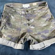 Anthropologie The Wanderer Camo Denim Button Fly Shorts