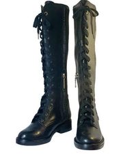 NEW Louise Et Cie Voshelle Lace-Up Tall Boot Black Leather Women’s Size 8 NWOB