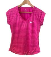 Nike  Pro Dri-Fit Top Pink and black stripes women’s Sz Small  -EUC