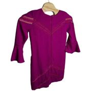 Adelyn Rae Women's Fuchsia Sz‎ Medium Satin Lace Bell Sleeve Barbie Shift Dress