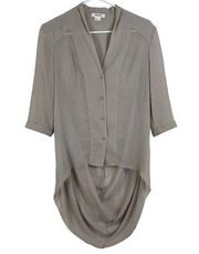 Helmut Lang V-Neck Button Up Asymmetrical Raw Hem Blouse Size S