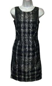 London Black Gray plaid sleeveless Cocktail Dress Size 2