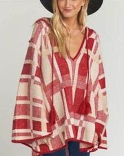 Show Me Your MuMu  red Kellan Poncho in Brie Plaid. XS