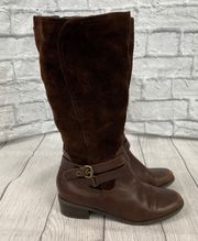 St Johns Bay suede tall boots brown women sz 8