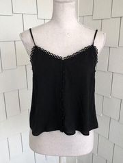 BB Dakota Women's Black One Hot Minute Button Front Bubble Crepe Cami Tank sz S