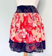 UO Ecote red Purple Floral Skirt