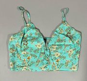 Cider Teal Paisley Floral Tank Crop Top Shirt Blouse Size S 🌷