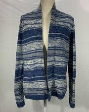 Chaps Denim Blue Open Front Long Sleeve Cardigan Size Large