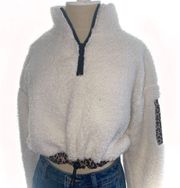 Forever 21 Cropped Sherpa Quarter Zip Sweatshirt