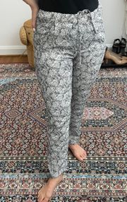 Lace Print Cropped Drawstring Pants