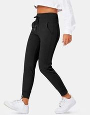 Halara Woman's High Waisted Drawstring  Pocket Full Length Joggers Black SZ L