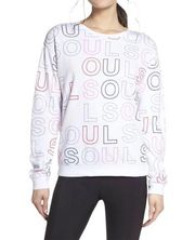 NWT SOULCYCLE Colorful Logo White Crew Neck Long Sleeve Sweatshirt