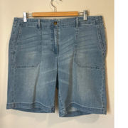 J Jill Light Denim Longer Shorts 9" Inseam with Flap Pockets sz. 12