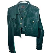 Rehab Lab Green Faux Leather Crop Jacket Size Large