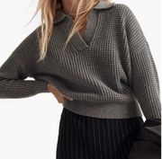 Gray Knit Collared Sweater