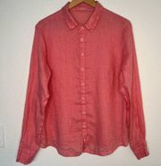 CP Shades Romy Linen Button Down Shirt pink medium