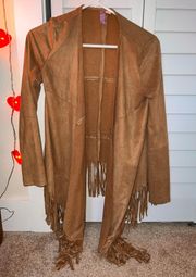 Tan Fringe Cardigan