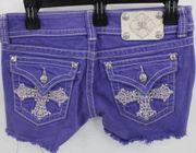 Women’s , periwinkle purple cut off shorts with embellishments