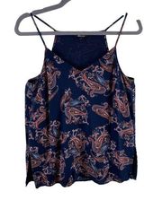 Ella Moss 100% Rayon Paisley Racerback Lined Lightweight Tank Top Blouse Size S