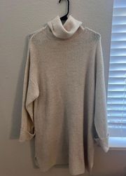 TOPSHOP Cream Funnel Neck Sweater Mini Dress 