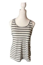 New‎ Balance Women's Size Large Gray Striped Racer Back Tank Top