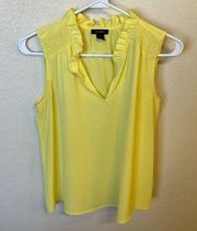 {Halogen} NWOT yellow ruffle neck tank top