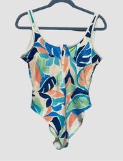 Old Navy Floral Zip Front One Piece Swimsuit