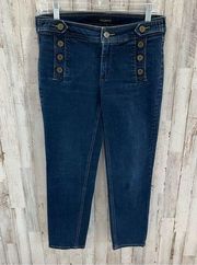 Talbots Button Detail Skinny Cropped Jeans Pockets