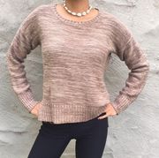 Beige knit sweater, Heather sweater, crewneck sweater, high low sweater