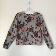 Olivaceous floral pullover crop sweater women size small