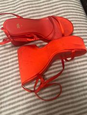 red wedges heels