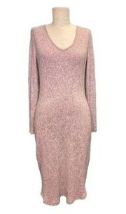 Love In V-Neck Long Sleeve Dress Pink Gray Size Large NWT