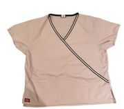 Womens Scrub Top Small Pink Neck Pockets Medical Nurse Shirt S